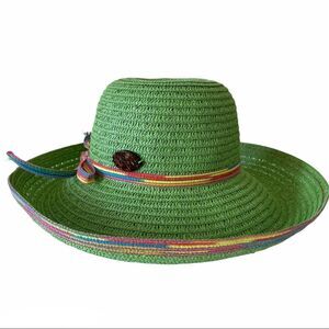 PANAMA Jack Toyo Green Straw Hat Rainbow Trim